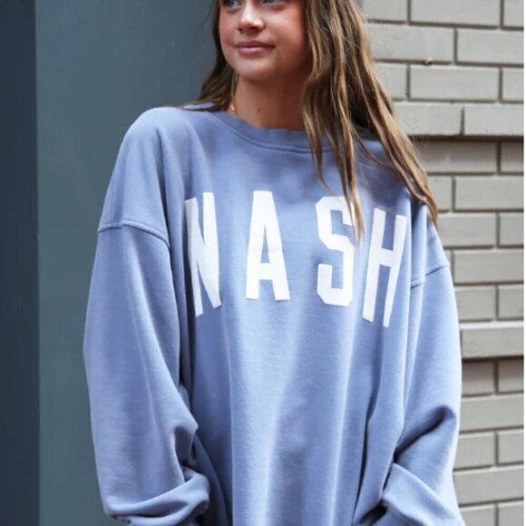 NASH Chelsea Oversized Crew Sweatshirt Slate Blue - Picture 3 of 7